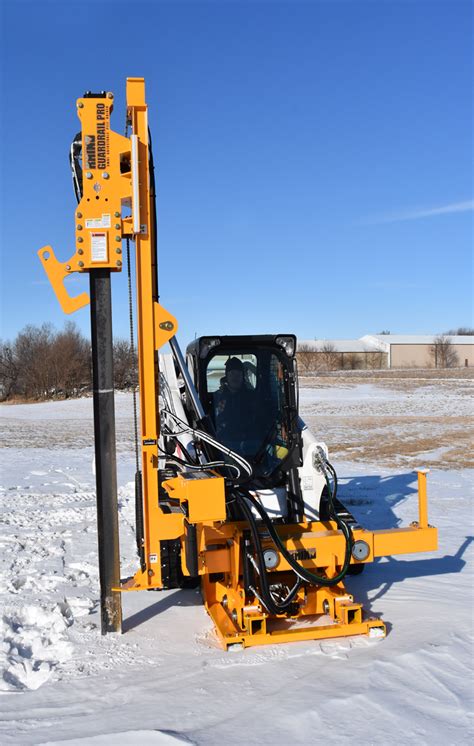 guardrail post driver skid steer auctio|guardrail pro pile driver attachment.